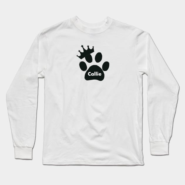 Callie cat name made of hand drawn paw prints Long Sleeve T-Shirt by GULSENGUNEL